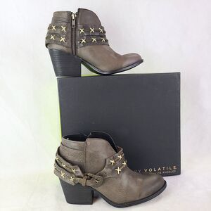 New VERY VOLATILE Women's (6.5) Charcoal Gray Vesey Western Leather  Booties